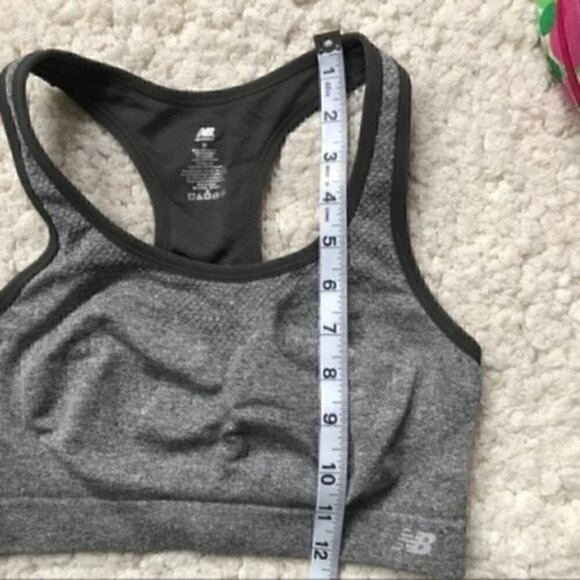 NEW BALANCE:Gray/Black Stretch Low Impact Bra Sz M - Picture 7 of 9